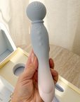 MYLO Air sleek light gray white silicone vibrato wand rounded head