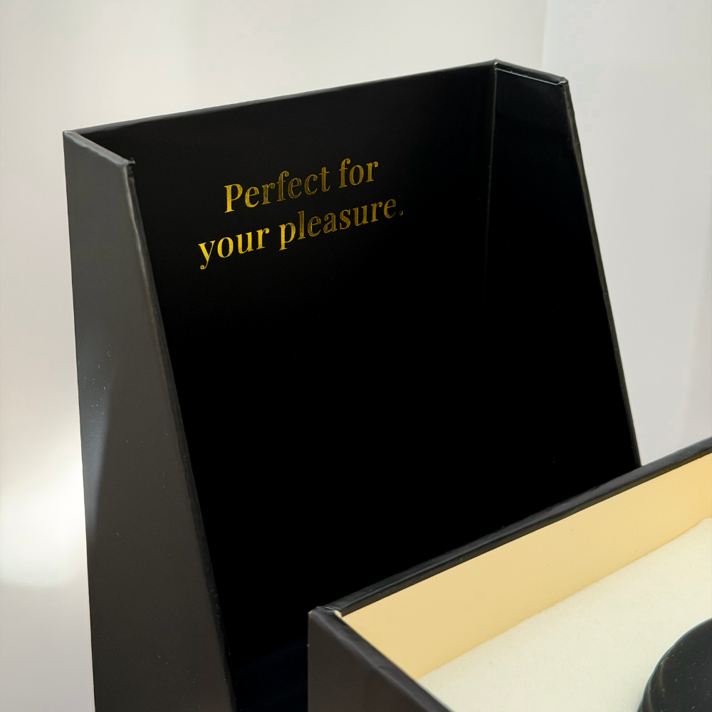 MYLO Spirit black gift box with gold foil text perfect for your pleasure